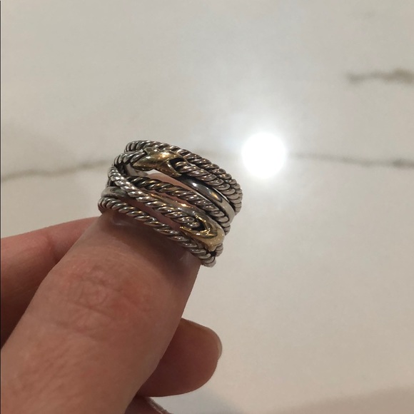 David Yurman Double X Crossover Ring with 18K Gold - Picture 2 of 4